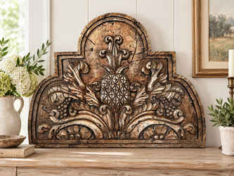 Large Ornate Pineapple Wall Decor – Antique Gold Finish – 40” x 30”
