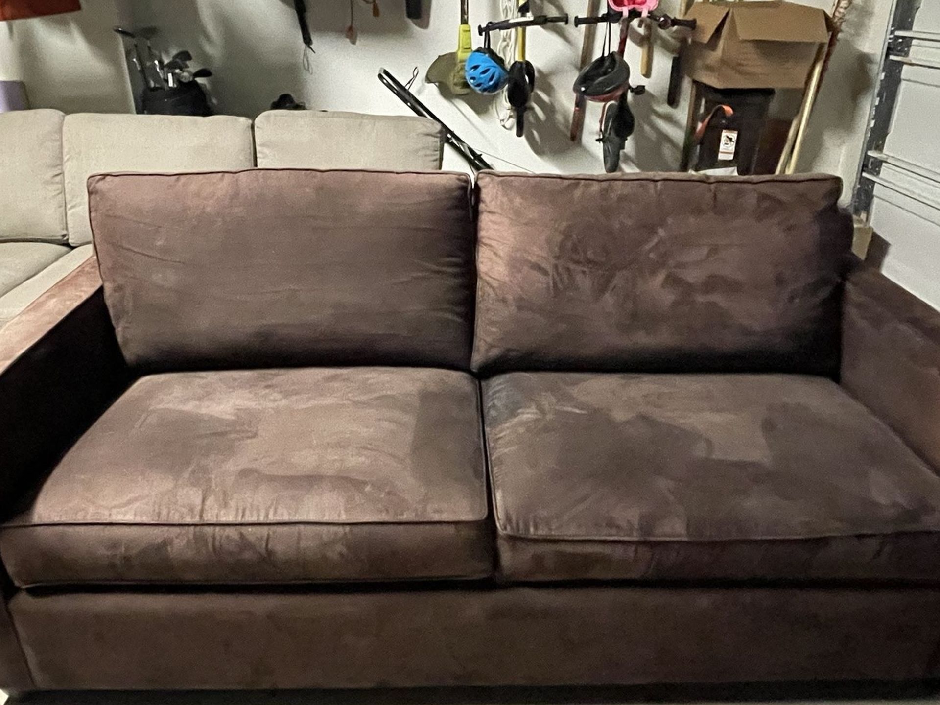 Crate & Barrel Brown Suede Couch