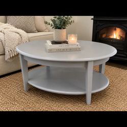 Refinished Modern Oval Coffee Table w/ Storage Shelf – 52”