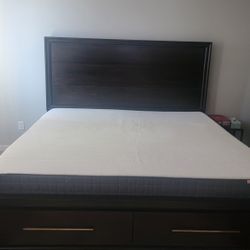 King Size Bed With Storage, Headboard And Mattress (Included)