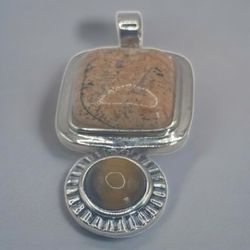 VintGe RMN pendant, Square and circle tiger's eye, 