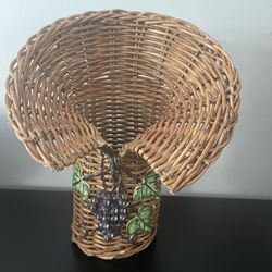 Vintage Wicker Bottle Holder Basket 