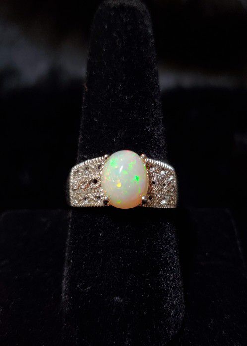 Opal Sterling Ring