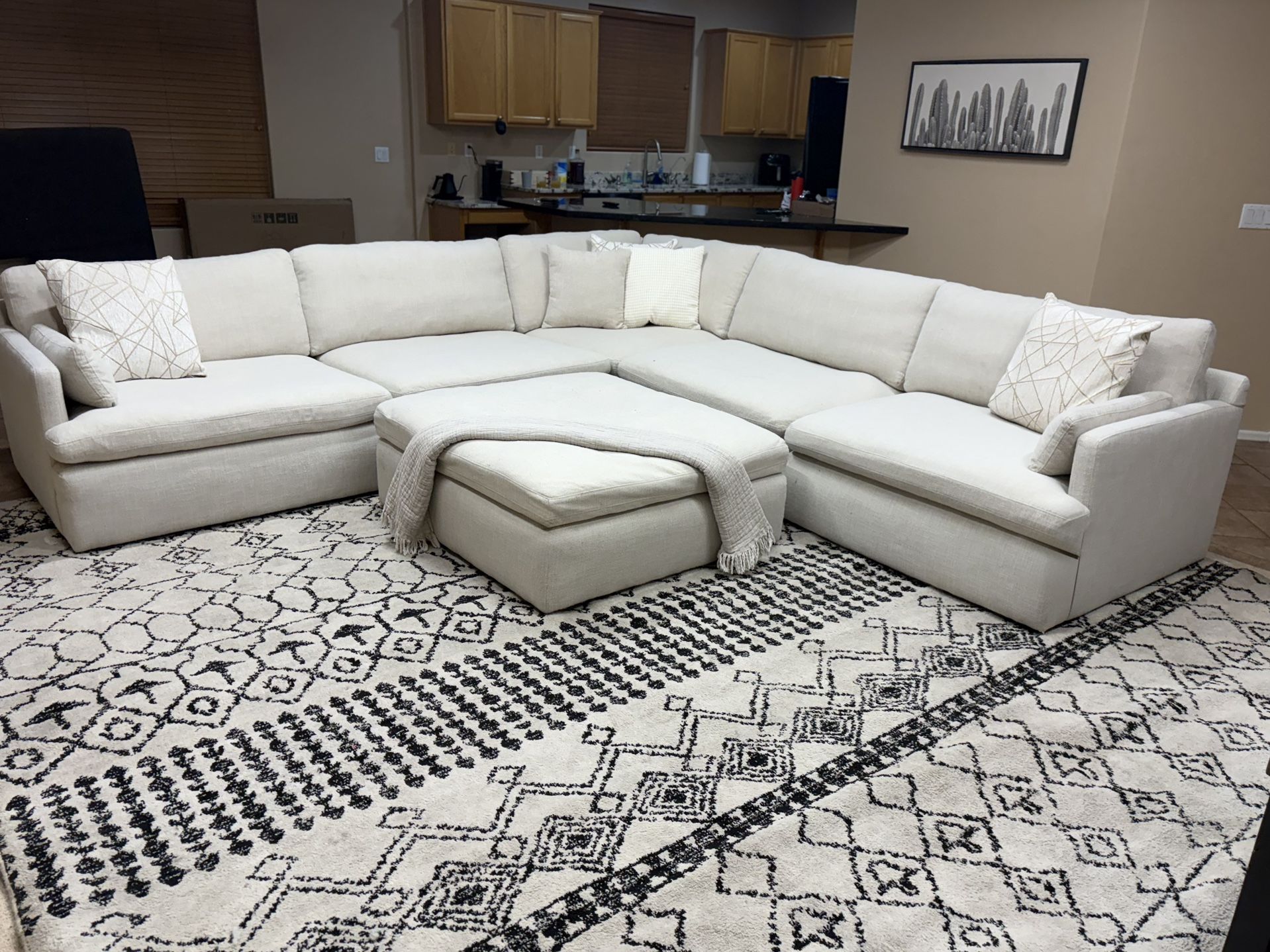 6pc Downfilled Ashley “Tanvani” Beige Fabric ‘Cloud Sectional’
