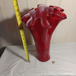 Large Murano Cut Glass Flower Vase