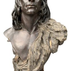 ANTIQUE CHALKWARE 30” NATIVE AMERICAN BLACK CLOUD SIGNED J.LOMBARDI 1901 RARE