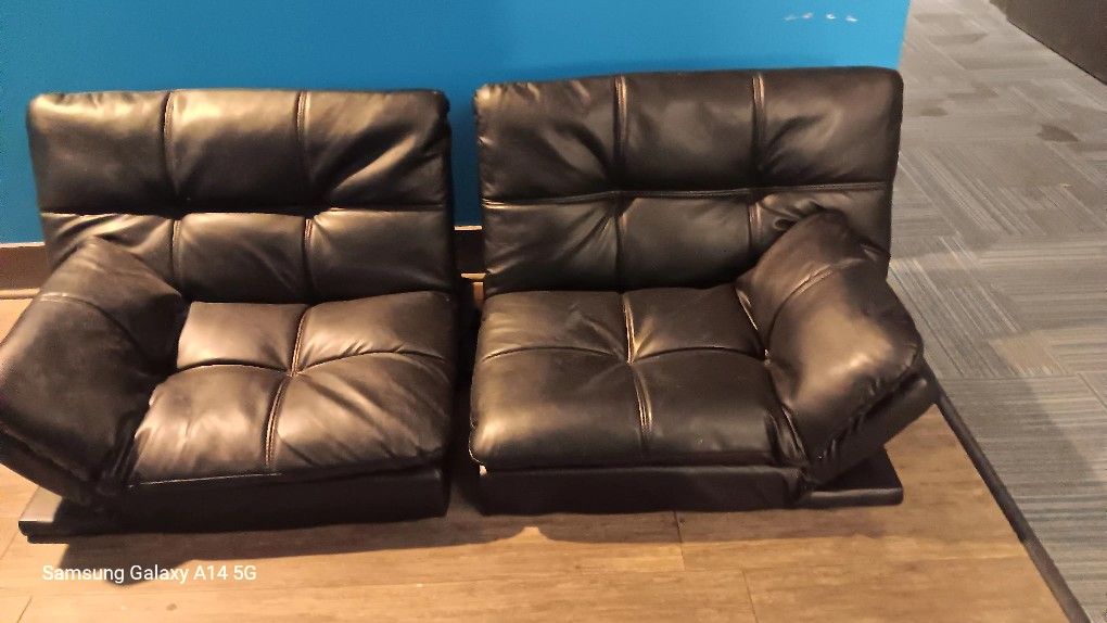 2pc. Soft Leather Futon With Adjustable Head/ Arm Rest