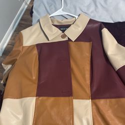 Current Mood Leather Patwork Trench Coat