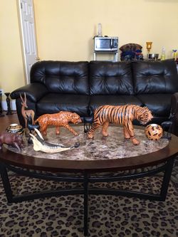 Africa theme animals and miscellaneous. Please note... two leather cats have been sold