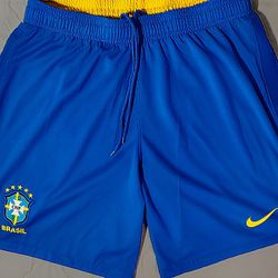 Nike CBF Brazil Dri-Fit Men’s Shorts L Blue Yellow NWOT