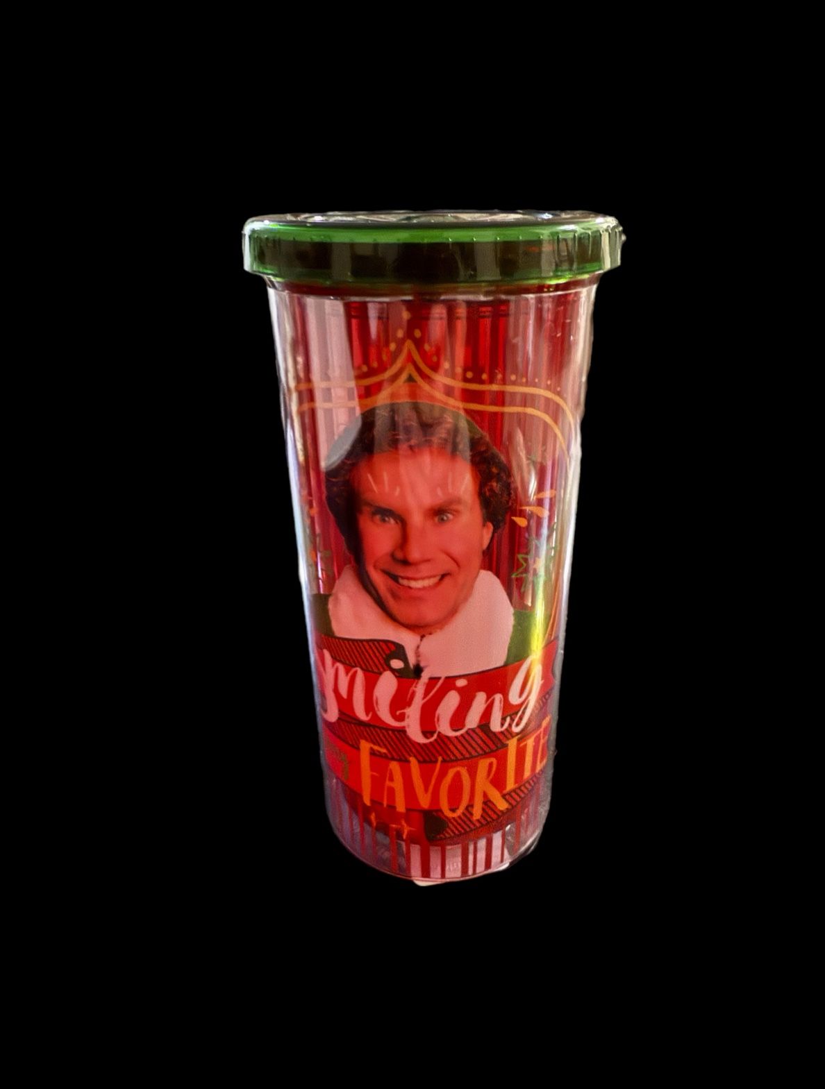 Elf Christmas Travel Cup Smiling My Favorite Red Green Straw Will Ferrell Gift
