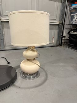 Cream Ceramic Table Lamp with Drum Shade
