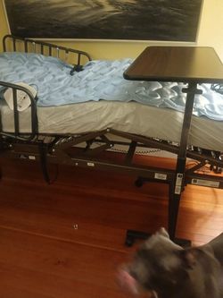 Hospital Bed with Overbed Table