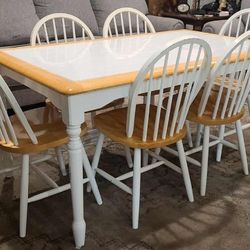 Farmhouse Dining Table And Chairs With Bench/Set/Rare/Solid Oak Wood/White/Rustic/Country/Cottage


Serious inquiries only

NOT NEGOTIABLE ON MY PRICE