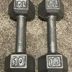 2 10lb Cast Iron Dumbbells 