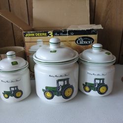 Gibson Designs John Deere Tractor Canister and Lid Set of 3