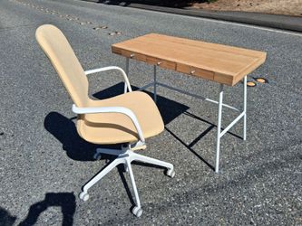 IKEA LILLASEN DESK AND IKEA Langfjall OFFICE DESK CHAIR YELLOW FABRIC