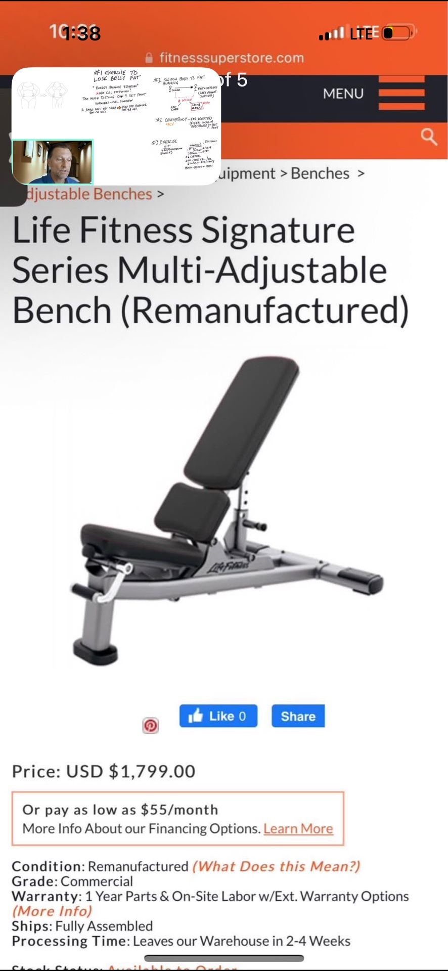 Brand New Life Fitness Weight Bench