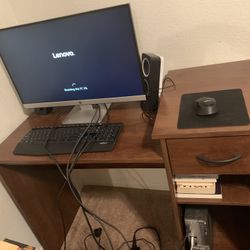 Pc, Monitor, Computer, Keyboard, Speakers, Desk