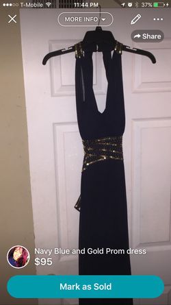 Navy Blue and Gold Prom Dress