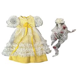 Vintage 1964 Skipper #1904 Flower Girl Yellow Lace Dress & Bouquet