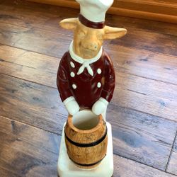 CHEF COCHON. 16” X 6” PIG FIGURINE/STATUARY.  CERAMIC/RESIN. HEAVY. 