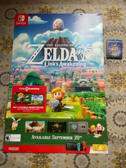 Giant the legend of Zelda links, awakening Gamestop poster