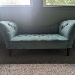 Aqua Velvet Settee Couch