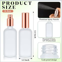 12 Pcs Glass Spray Bottle Clear Empty Bottles Small Refillable Reusable Perfume Bottle with Fine Mist Sprayer Pump for Face Body Travel(3.4 oz,Rose Go