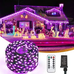 Halloween Decoration 410 FT Purple LED Lights Outdoor for Halloween and Christmas Decorations, 1000 LED Christmas String Lights with Remote