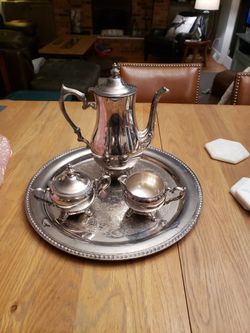 Silver Plated Coffee Pot Sugar And Creamer