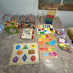 Baby Educational Toy Lot- 9 Items- Melissa & Doug Blocks Activity Cubes Learning Toys Shapes Colors 
