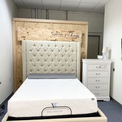 Final Markdown - Queen beige  tufted Bedframe. Brand new. 