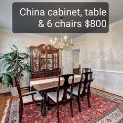 China Cabinet Table And 6 Chairs 