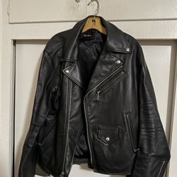 Buck Mason Leather Moto Jacket – Genuine Leather (Worn Once) MEDIUM