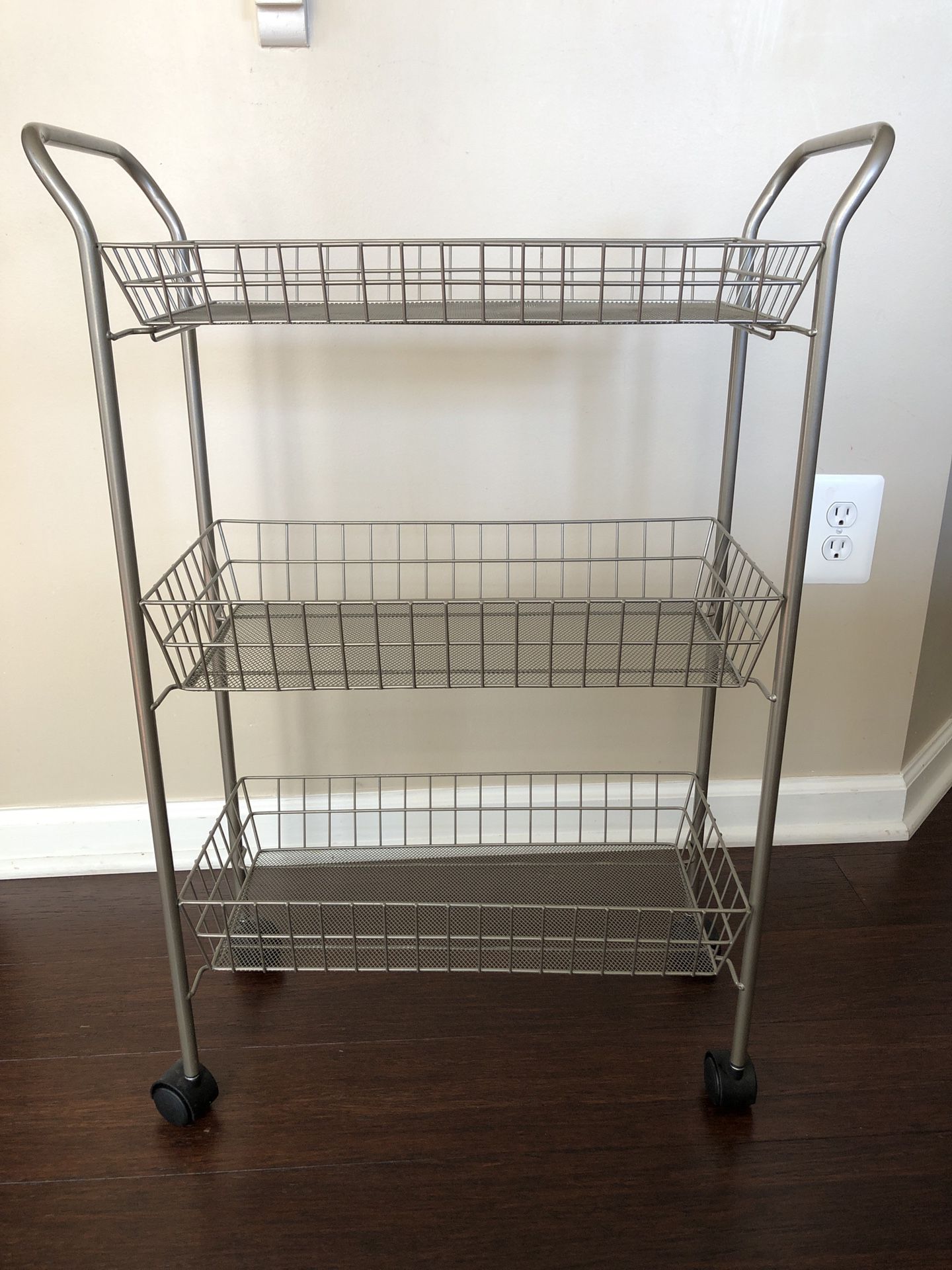 3-Tier Rolling Metal Storage Organizer - Mobile Utility Cart with Caster Wheels,