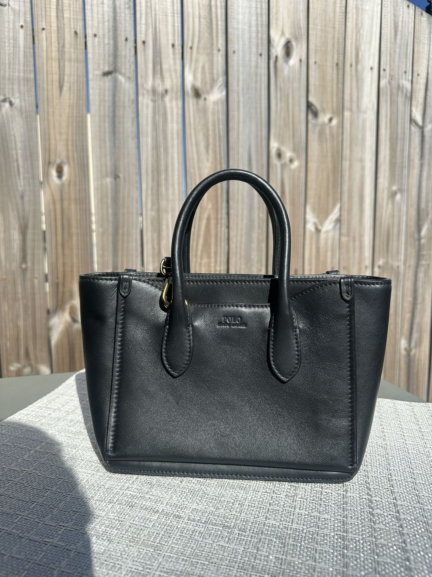 Polo Ralph Lauren Handbag - Vegan Black Lether Leather 