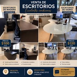 Office Desks for Sale – Wood & Glass – Excellent Condition