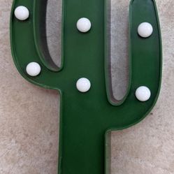 Green Plastic Cactus LED Light Decor Small