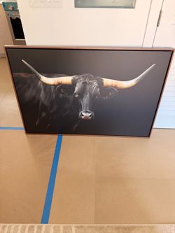 Arhaus wall art bull with horns