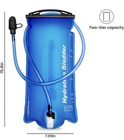 OMOVEE 2 Liter Hydration Bladder Leak-Proof Water Bladder, Easy Cleaning, Larger Opening Water Reservoir for Hydration Backpack Replacement Blue