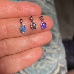 Sterling Silver Pendant, Light, Black Australian Opal