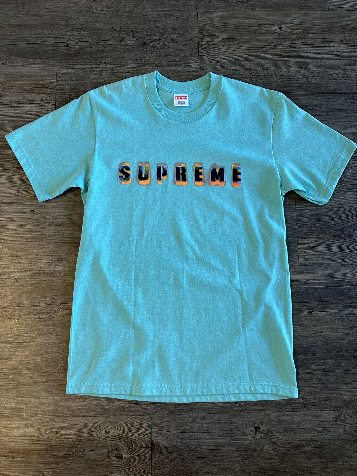 Supreme Stencil T Shirt Teal Sz Small