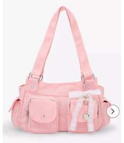 Pink Multi Pocket Shoulder Purse