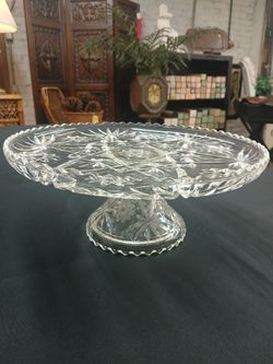 Vintage Anchor Hocking Star of David Crystal Cake Stand
