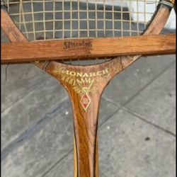 Vintage Spalding Monarch Badminton Tennis Racket Laminated Frame w/Holder