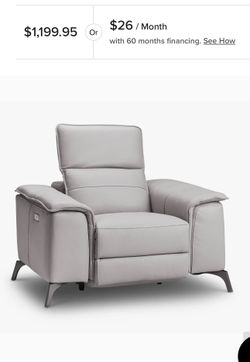 Gray Leather Power Recliner With Power Headrest  Set of 2