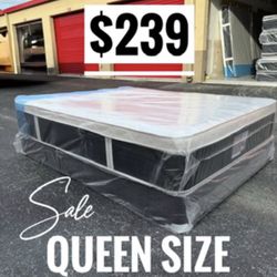 NEW Mattress Queen Size Plush Pillowtop With Box Spring // Offer  🚚