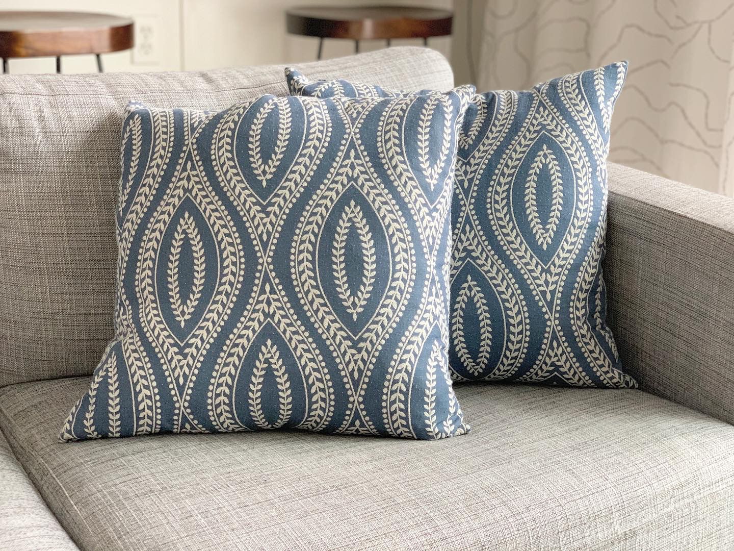 (2) Blue & White throw pillows