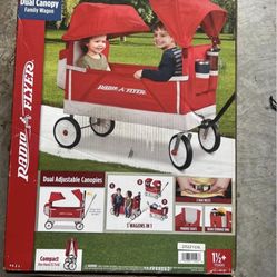 Radio Flyer Discovery Stroll 'N Wagon with Canopies, Folding Wagon with Single Recline Seat